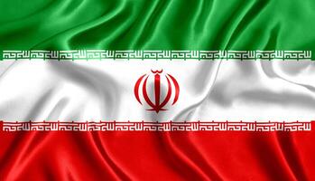 Flag of Iran silk close-up photo