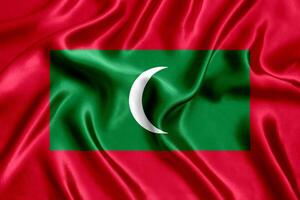 Flag of Maldives silk close-up photo