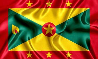 Flag of Grenada silk close-up photo