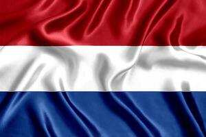 Flag of the Netherlands silk close-up photo