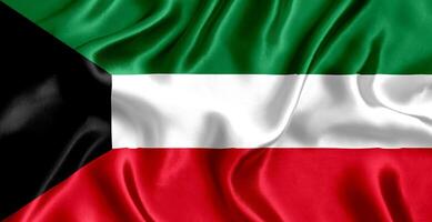 bandera de Kuwait seda de cerca foto
