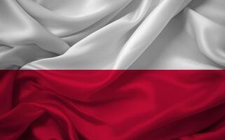 Elegant Wavy Fabric Poland Flag photo