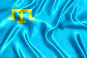 Flag of the Crimean Tatars silk close-up photo