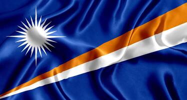 Flag of the Marshall Islands silk close-up photo