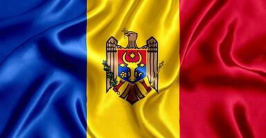 Flag of Moldova silk close-up photo