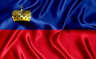 Flag of Liechtenstein silk close-up photo