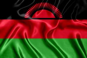 bandera de malawi seda de cerca foto