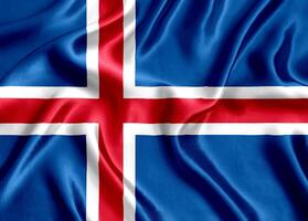 bandera de Islandia seda de cerca foto