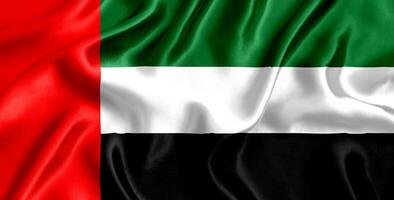 bandera unido árabe emiratos seda de cerca foto