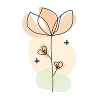 Hand drawn flat design simple flower outline vector