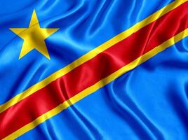 Flag of the Congo silk close-up photo