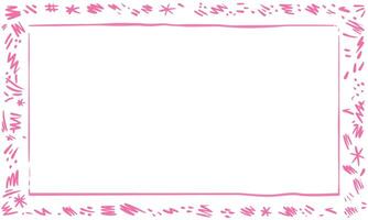 hand drawn doodle style rectangular frame pink and white vector