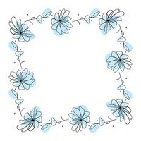 Hand drawn flowers wreath frame on white background vector