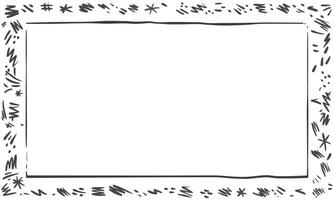 hand drawn doodle style rectangular frame black and white vector
