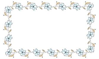 Hand drawn flowers wreath frame on white background vector