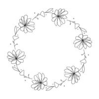 Hand drawn floral wreath on white background vector