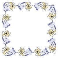 Hand drawn flowers wreath frame on white background vector