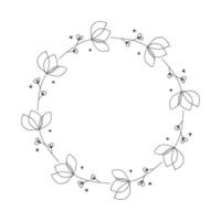 Hand drawn floral wreath on white background vector