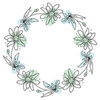 Hand drawn flowers wreath frame on white background vector