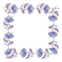 Hand drawn flowers wreath frame on white background vector