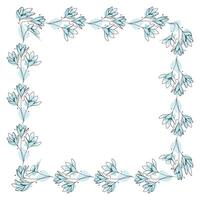 Hand drawn flowers wreath frame on white background vector