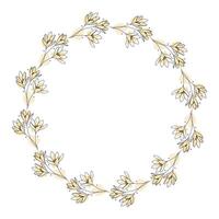 Hand drawn flowers wreath frame on white background vector