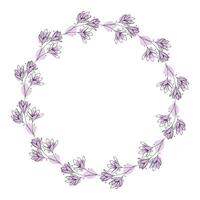 Hand drawn flowers wreath frame on white background vector