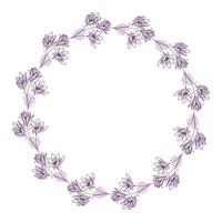 Hand drawn flowers wreath frame on white background vector