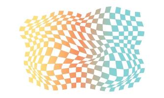 Flat distorted checkered background design vector
