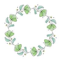 Hand drawn flowers wreath frame on white background vector