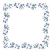 Hand drawn flowers wreath frame on white background vector