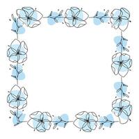 Hand drawn flowers wreath frame on white background vector