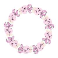 Hand drawn flowers wreath frame on white background vector