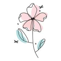 Hand drawn flat design simple flower outline vector