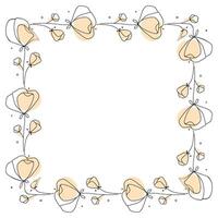 Hand drawn flowers wreath frame on white background vector