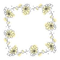 Hand drawn flowers wreath frame on white background vector