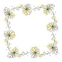 Hand drawn flowers wreath frame on white background vector