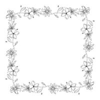 Hand drawn floral wreath on white background vector