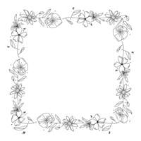 Hand drawn floral wreath on white background vector