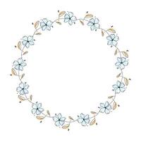 Hand drawn flowers wreath frame on white background vector