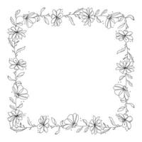 Hand drawn floral wreath on white background vector