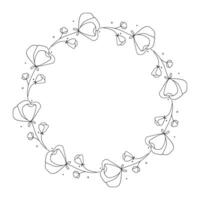 Hand drawn floral wreath on white background vector