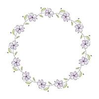 Hand drawn flowers wreath frame on white background vector