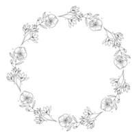 Hand drawn floral wreath on white background vector