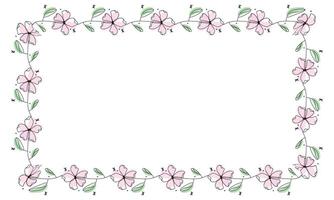 Hand drawn flowers wreath frame on white background vector