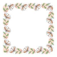 Hand drawn flowers wreath frame on white background vector