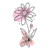 Hand drawn flat design simple flower outline vector