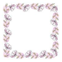 Hand drawn flowers wreath frame on white background vector