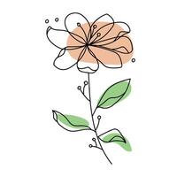 Hand drawn flat design simple flower outline vector