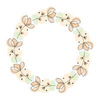 Hand drawn flowers wreath frame on white background vector